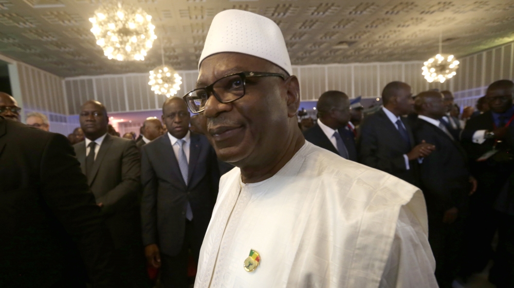 Ibrahim Boubacar Keita praises role of French troops in West African country beset by violence and ethnic strife.