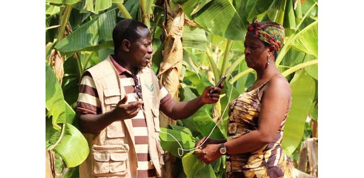 A woman being interviewed by Radio Farm International Photo: Farm Radio